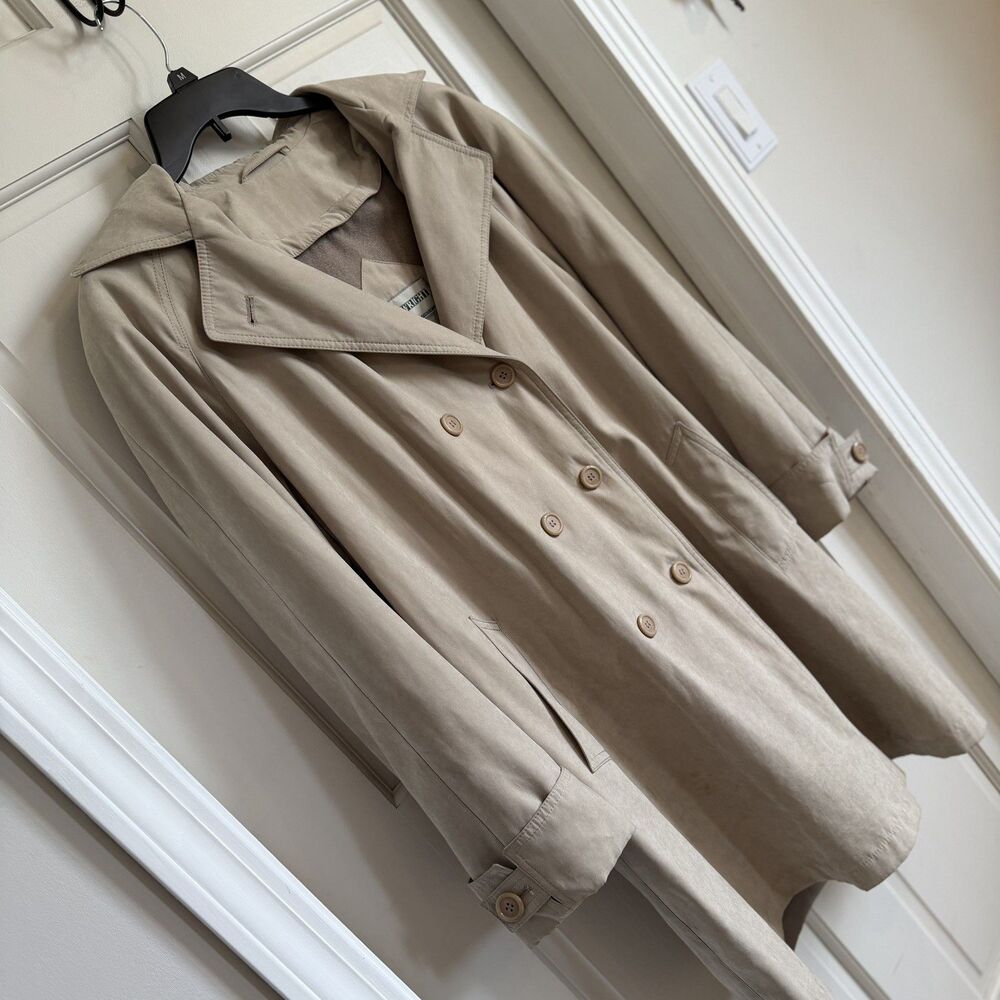 Women’s Vintage FITZ-WRIGHT beige Trench/Raincoat Removable Liner L hood 90's